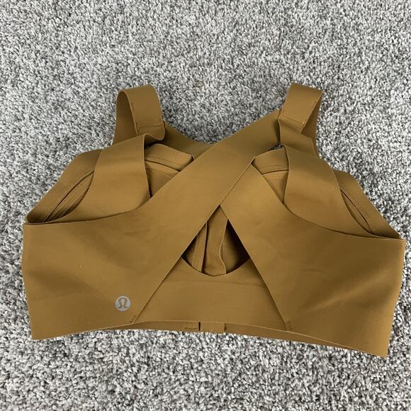 Lululemon Enlite Bra Womens 32C Brown High Impact Zip Front Crisscross Athletic - Picture 2 of 4
